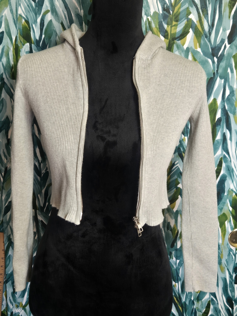 Princess Polly Elingford Zip Up Hooded Structured Cardigan in gray